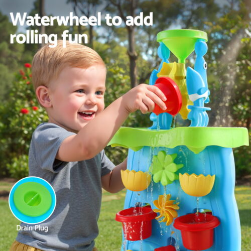 Keezi Kids Sand and Water Table Waterfall Wall Sandpit Toys Beach Shovel - Image 5
