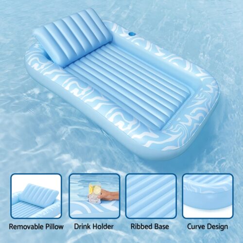 Bestway Float Floating Seat Pool Lounger Inflatable Lounge Chair Bed Pillow Cup Holder 2.03MX1.37M - Image 5