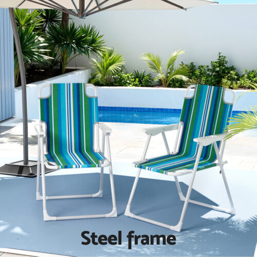 Gardeon Outdoor Chairs Folding Camping Chair Steel Portable Patio Furniture - Image 4