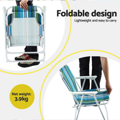 Gardeon Outdoor Chairs Folding Camping Chair Steel Portable Patio Furniture - Image 5
