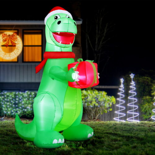 Jingle Jollys Christmas Inflatable Dinosaur 1.8M Height LED Decorations Illuminated - Image 7