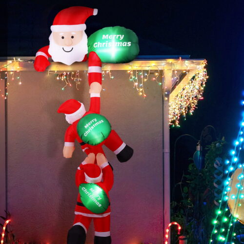 Jingle Jollys Christmas Inflatable Climbing Santa 2.5M Height LED Decorations Illuminated - Image 7