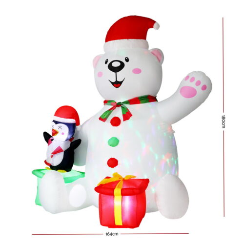 Jingle Jollys Christmas Inflatable Bear 1.8M Height LED Outdoor Decorations Illuminated - Image 3