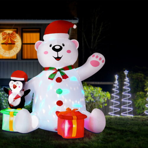 Jingle Jollys Christmas Inflatable Bear 1.8M Height LED Outdoor Decorations Illuminated - Image 7
