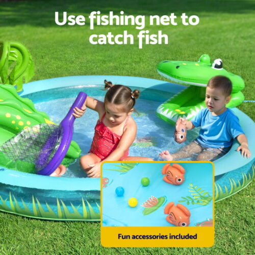 Bestway Kids Inflatable Splash Play Pool with Slide Ball Crocodile Fishing Net - Image 6