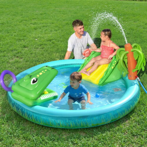 Bestway Kids Inflatable Splash Play Pool with Slide Ball Crocodile Fishing Net - Image 7