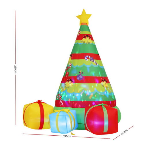 Jingle Jollys Christmas Inflatable Gift Tree 2.2M Height Flashing Light Decorations Illuminated - Image 2