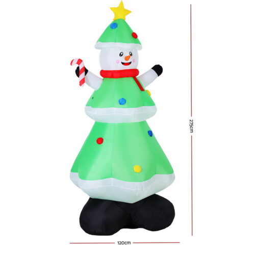 Jingle Jollys Christmas Inflatable Snowman Tree 2.75M Height LED Decorations Illuminated - Image 3