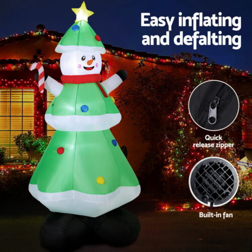 Jingle Jollys Christmas Inflatable Snowman Tree 2.75M Height LED Decorations Illuminated - Image 5
