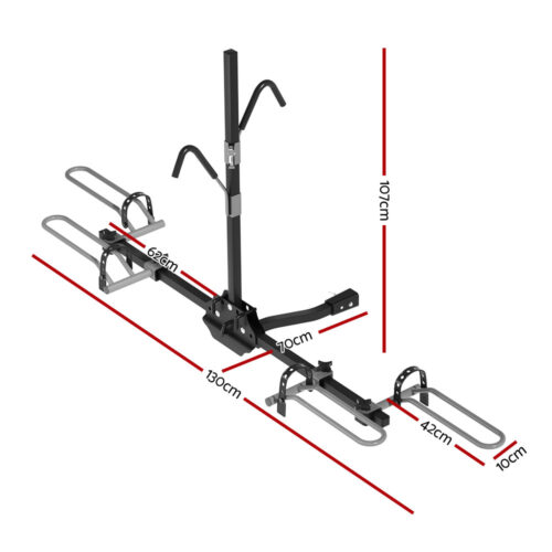 Giantz 2 Bicycle Bike Carrier Rack Car 2" Hitch Mount Platform Foldable Black,Giantz 2 Bicycle Bike Carrier Rack Car 2" Hitch Mount Platform Foldable Black - Image 2