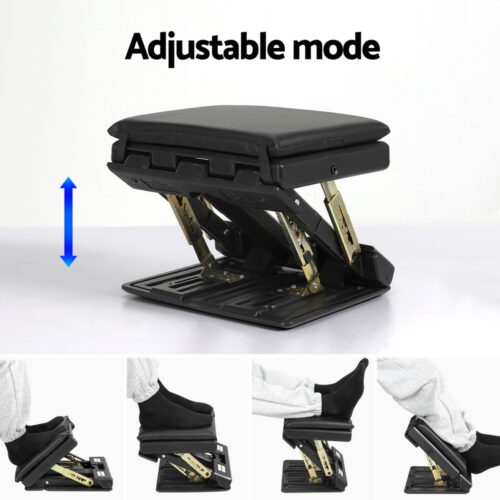 Artiss Foot Rest Stool Office Under Desk Fold Footrest Massage Cushion Pad Black - Image 4