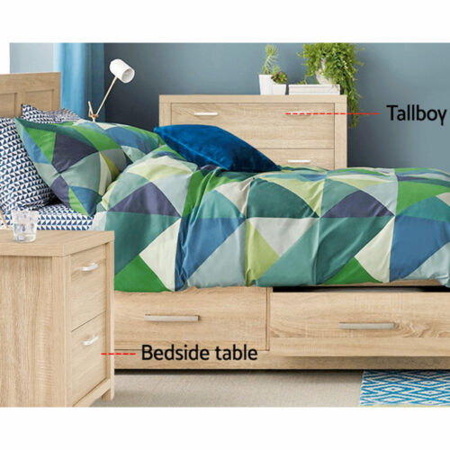Artiss Bedside Table 2 Drawers - MAXI Pine - Image 5