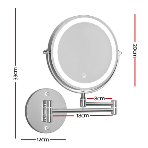 Embellir Extendable Makeup Mirror 10X Magnifying Double-Sided Bathroom Silver - Image 2