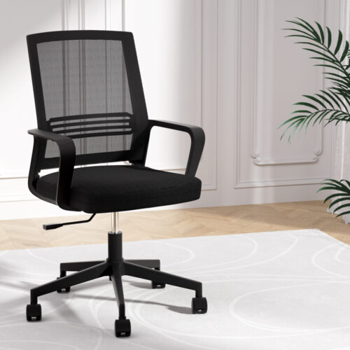 Artiss Mesh Office Chair Computer Gaming Desk Chairs Work Study Mid Back Black - Image 7