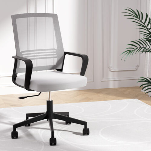 Artiss Mesh Office Chair Computer Gaming Desk Chairs Work Study Mid Back Grey - Image 7
