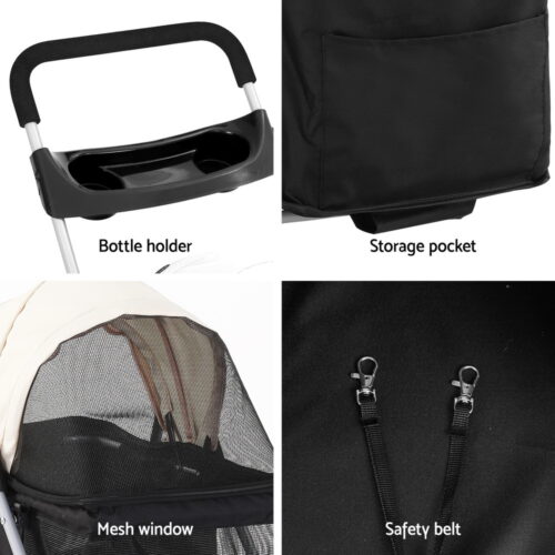 i.Pet Pet Stroller Pram Dog Cat Carrier Cage Large Travel Pushchair Foldable 4 Wheels - Image 6