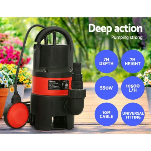 Giantz Garden Submersible Pump 550W Dirty Water Bore Tank Well Steel Sewerage - Image 4