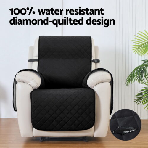 Artiss Recliner Chair Cover 100% Water Resistant Black - Image 4