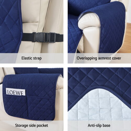 Artiss Recliner Chair Cover 100% Water Resistant Navy - Image 6