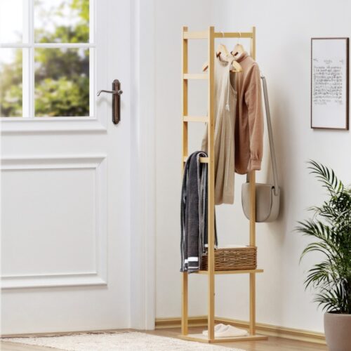 Artiss Clothes Rack Airer Coat Stand Bamboo - Image 8