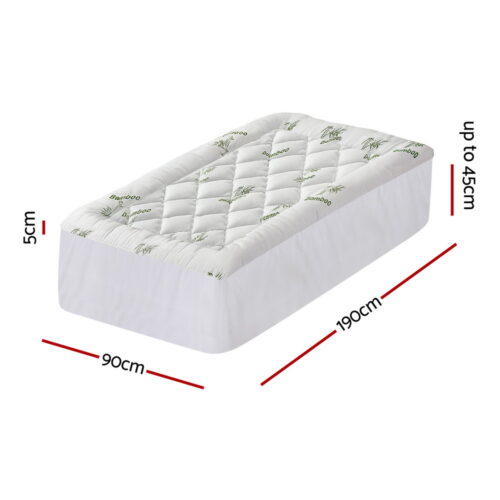 Giselle Mattress Topper 5cm Pillowtop toppers Bamboo Single - Image 2