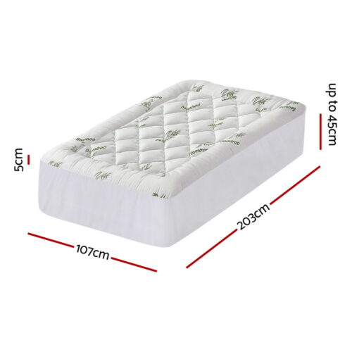 Giselle Mattress Topper 5cm Pillowtop toppers Bamboo King Single - Image 2
