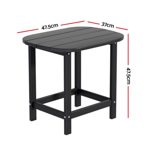 Gardeon Outdoor Coffee Side Table HDPE Desk Patio Furniture Camping Garden Black - Image 2
