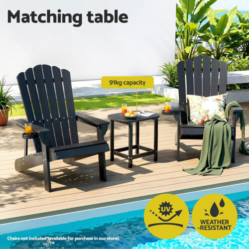 Gardeon Outdoor Coffee Side Table HDPE Desk Patio Furniture Camping Garden Black - Image 4