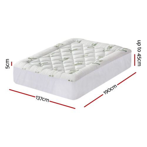 Giselle Mattress Topper 5cm Pillowtop toppers Bamboo Double - Image 2