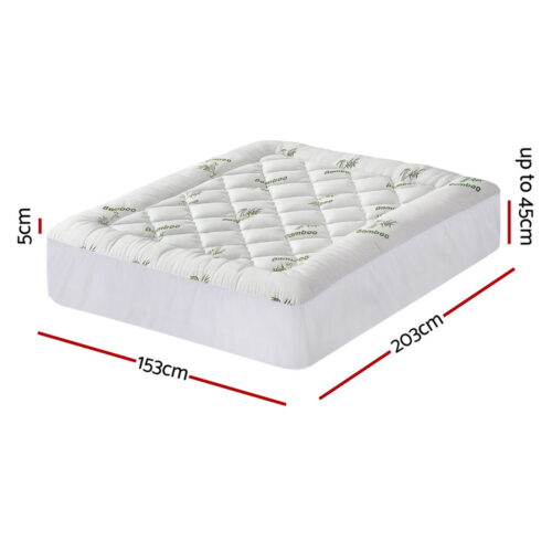 Giselle Mattress Topper 5cm Pillowtop toppers Bamboo Queen - Image 2