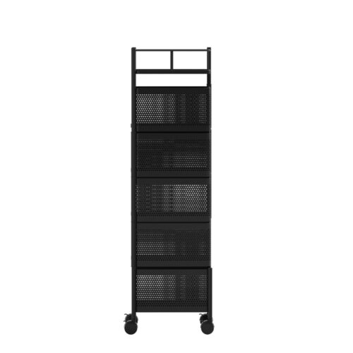 Artiss Storage Trolley Kitchen Cart 5 Tiers Storage Rack Black - Image 3