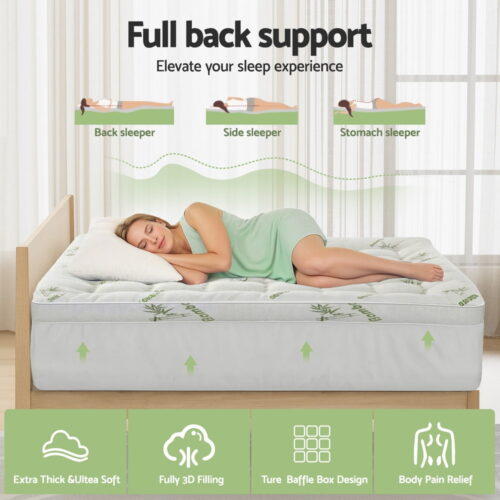 Giselle Mattress Topper 11cm Pillowtop toppers Bamboo Single - Image 4