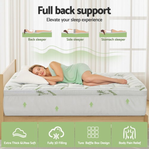 Giselle Mattress Topper 11cm Pillowtop toppers Bamboo King Single - Image 4