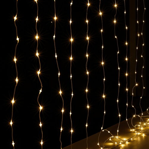 Jingle Jollys 3X3M Christmas Lights Curtain String Light 300 LED Warm White - Image 3