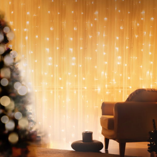 Jingle Jollys 3X3M Christmas Lights Curtain String Light 300 LED Warm White - Image 7