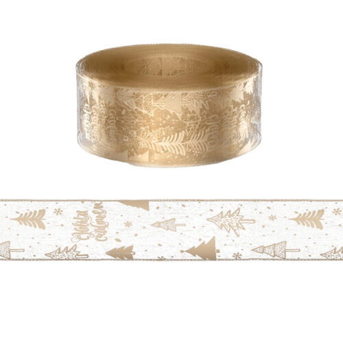 Jingle Jollys 20M Christmas Ribbon Roll Bow Printed Xmas Tree Decor Gift Gold - Image 3