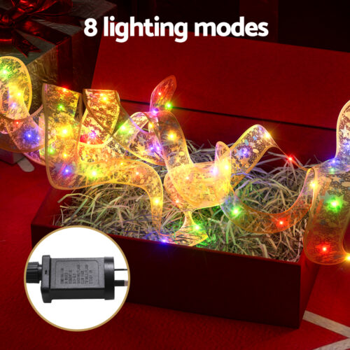 Jingle Jollys 20M Christmas Lights Fairy Ribbon Light 200 LED Xmas Decor Golden - Image 6