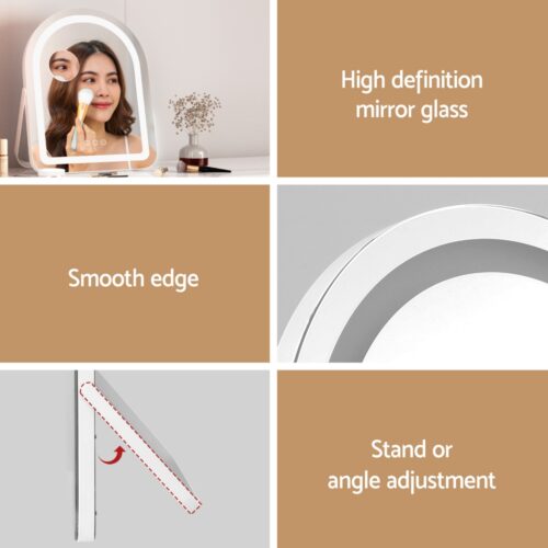 Embellir Makeup Mirror 35x45cm Dressing Vanity LED Stripe Light with 5x Magnification Rotation White Arch - Image 6