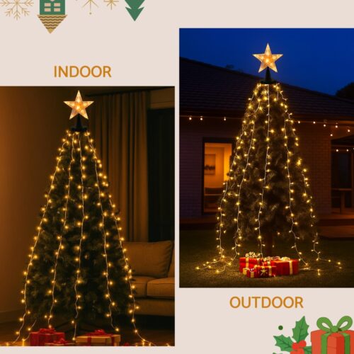 Jingle Jollys 2.5M Christmas Lights Waterfall String Light 300 LED Star Topper - Image 5