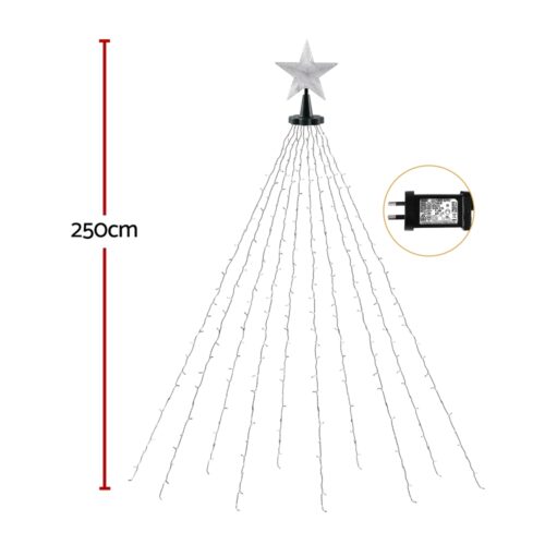 Jingle Jollys 2.5M Christmas Lights Waterfall String Light 300 LED Star Topper - Image 2