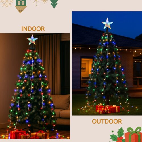 Jingle Jollys 2.5M Christmas Lights Waterfall String Light 300 LED Star Topper - Image 5