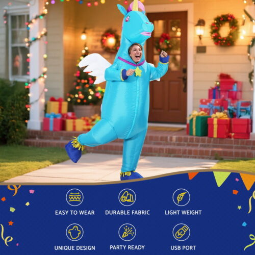 Inflatable Unicorn Costume Adult Suit Blow Up Party Fancy Dress Halloween Cosplay - Image 4