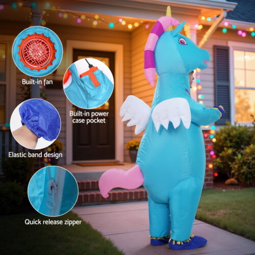 Inflatable Unicorn Costume Adult Suit Blow Up Party Fancy Dress Halloween Cosplay - Image 5