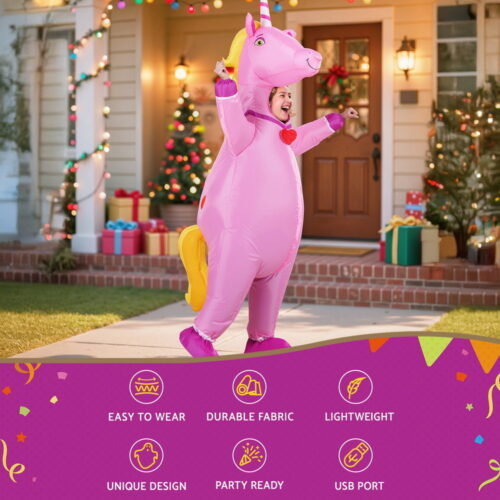 Inflatable Unicorn Costume Adult Suit Blow Up Party Fancy Dress Halloween Cosplay - Image 4