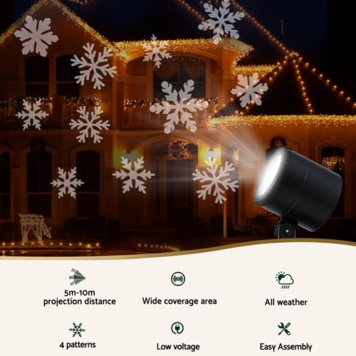 Jingle Jollys Christmas Lights Laser Light Snowflake Projector Indoor Outdoor - Image 4