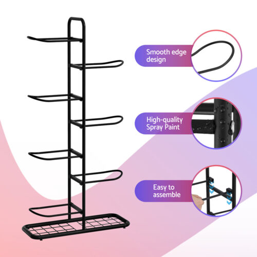 Everfit Ball Storage Rack Sports Equipment Organizer 7-Tier Holder for Garage Gym Black - Image 6