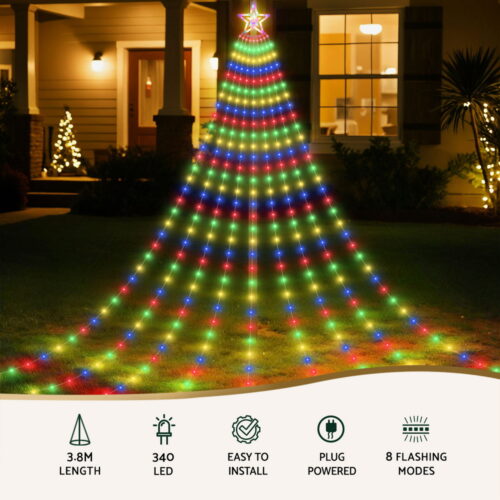 Jingle Jollys 3.8M Christmas Lights Waterfall String Light 340 LED - Image 4
