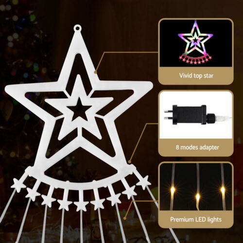 Jingle Jollys 3.8M Christmas Lights Waterfall String Light 340 LED - Image 6