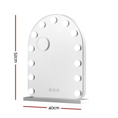 Embellir Makeup Mirror 40x50cm Dressing Vanity LED Bulb Light with 5x Magnification White Arch - Image 2