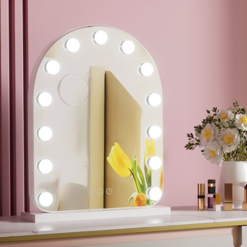 Embellir Makeup Mirror 40x50cm Dressing Vanity LED Bulb Light with 5x Magnification White Arch - Image 7